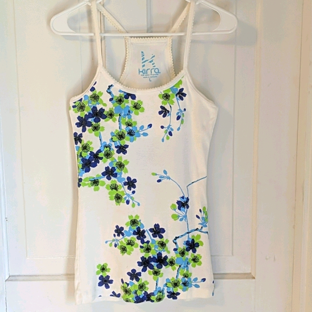 Ribbed flowered tank top